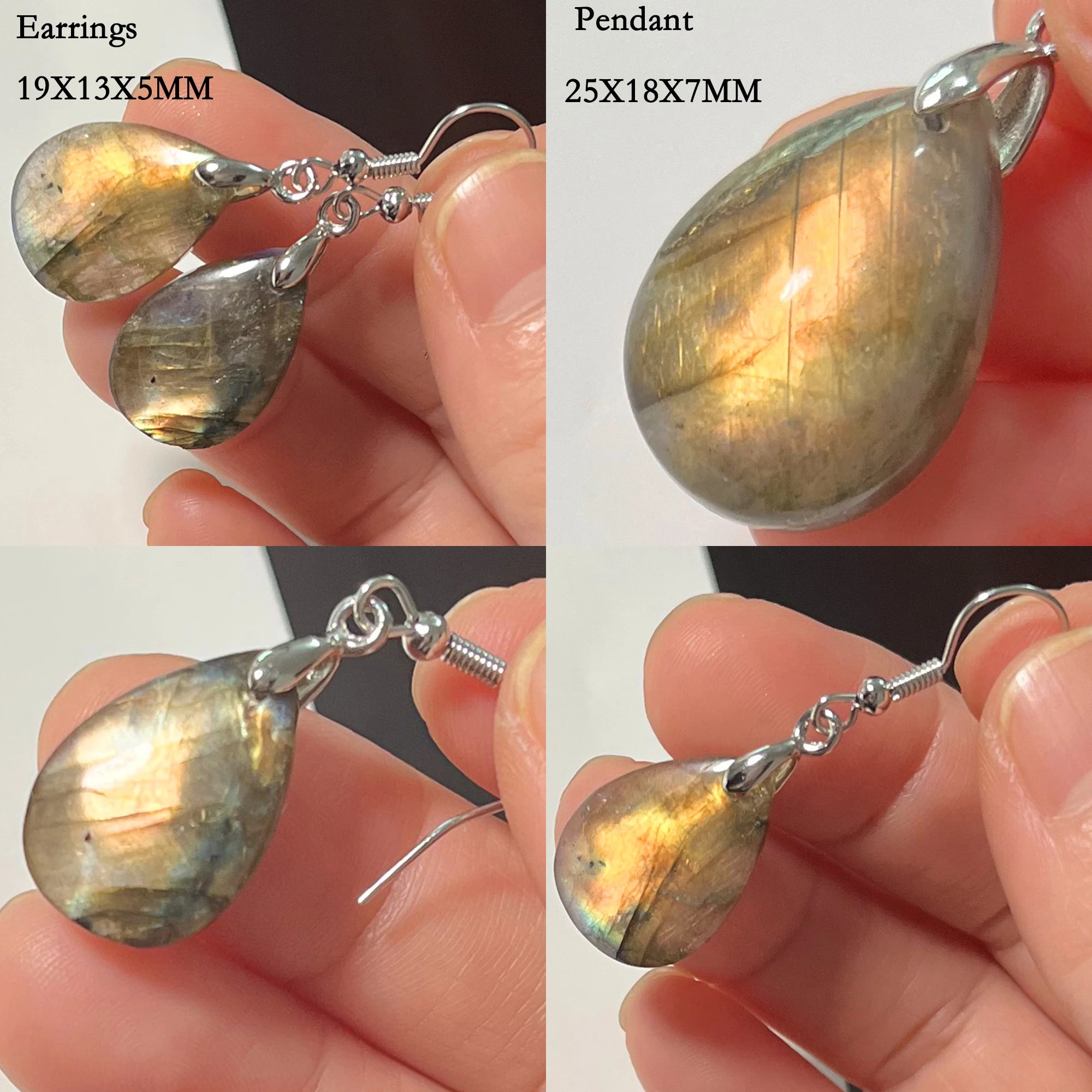 Women Men Irregular Shape Bead Natural Stone Blue Labradorite Earrings