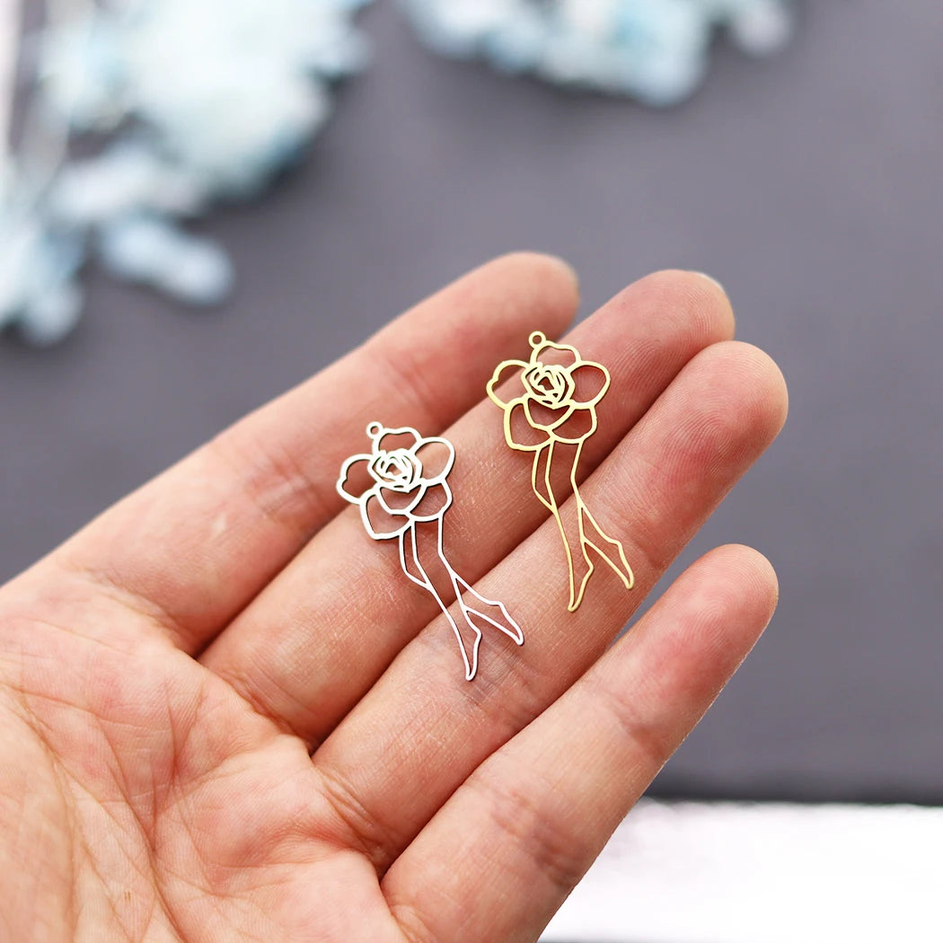 3pcs DIY Earrings Lotus Flower Yogo Buddha Stainless Steel Pendant Moon Charm For Jewelry Making Necklace Amulet Accessories