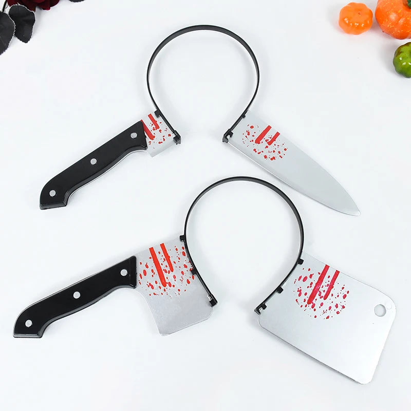 Halloween Decoration Fake Bloody Axe Saws Knife Headband Prank Prop Halloween Party Decor 2024 Masquerade Cosplay Accessories - Charlie Dolly