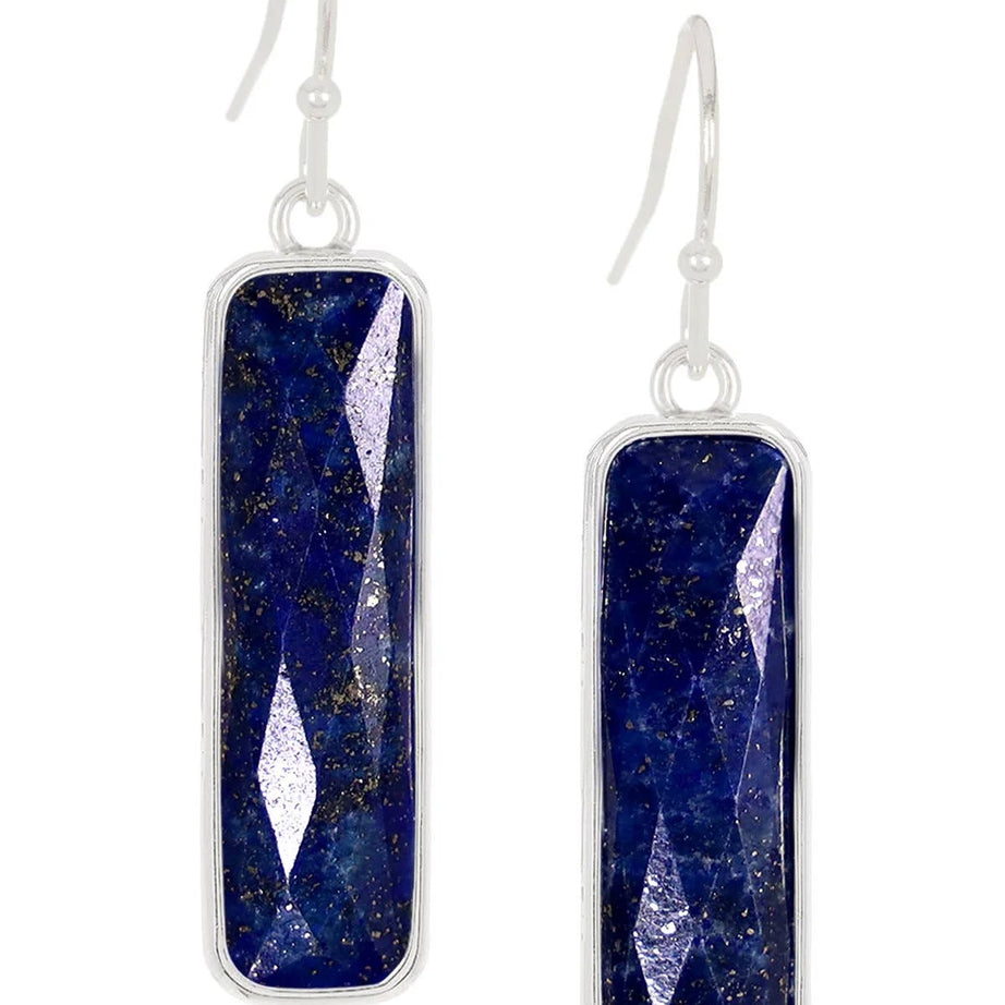 Lapis Lazuli Rectangle Earrings Pendant Necklace Jewelry - Charlie Dolly