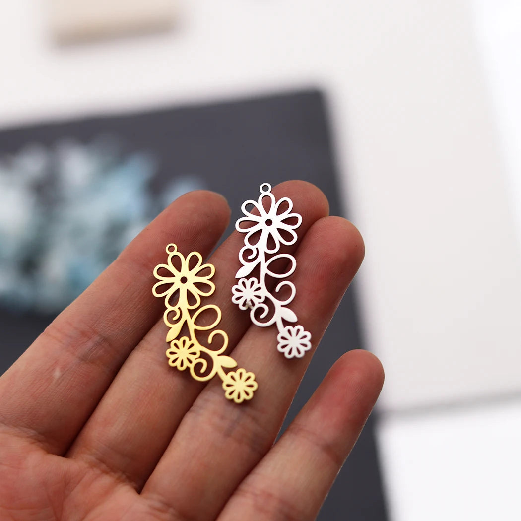 3pcs DIY Earrings Lotus Flower Yogo Buddha Stainless Steel Pendant Moon Charm For Jewelry Making Necklace Amulet Accessories