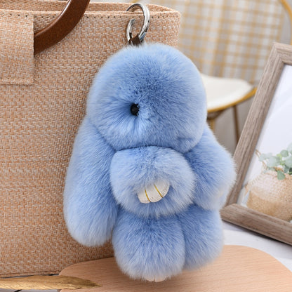 Three Model Size 100% Natural Rex Rabbit Fur Cute Fluffy Bunny Keychain Real Fur Key Chains Bag Toys Doll Lovely Keyring Pendant