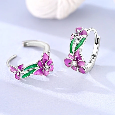 Sterling Silver Clover Butterfly Hoop Earrings Jewelry