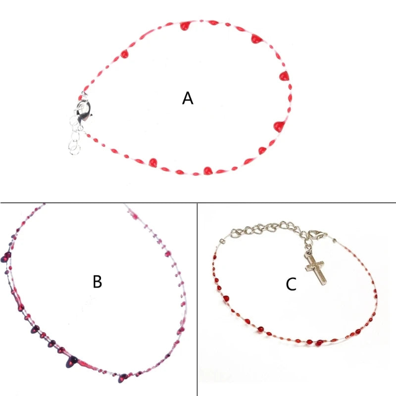Blood Drop Jewelry Blood Drop Bracelet/Necklace Chain Necklaces/Bracelets Alloy Material Halloween Jewelry for Man Woman F19D - Charlie Dolly