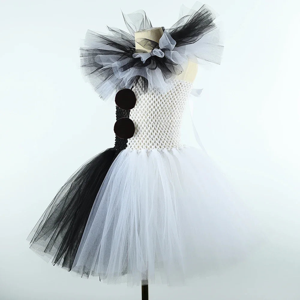 Terrifier Art The Clown Costume Girl Black White Fancy Tutu Dress Horror Joker Dress for Kids Halloween Carnival Party Costumes - Charlie Dolly