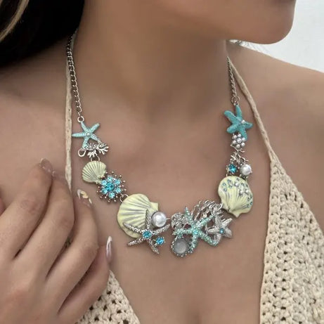 Exaggerated Coral, Starfish and Scallop Ocean Necklace, Bracelet or Earring
