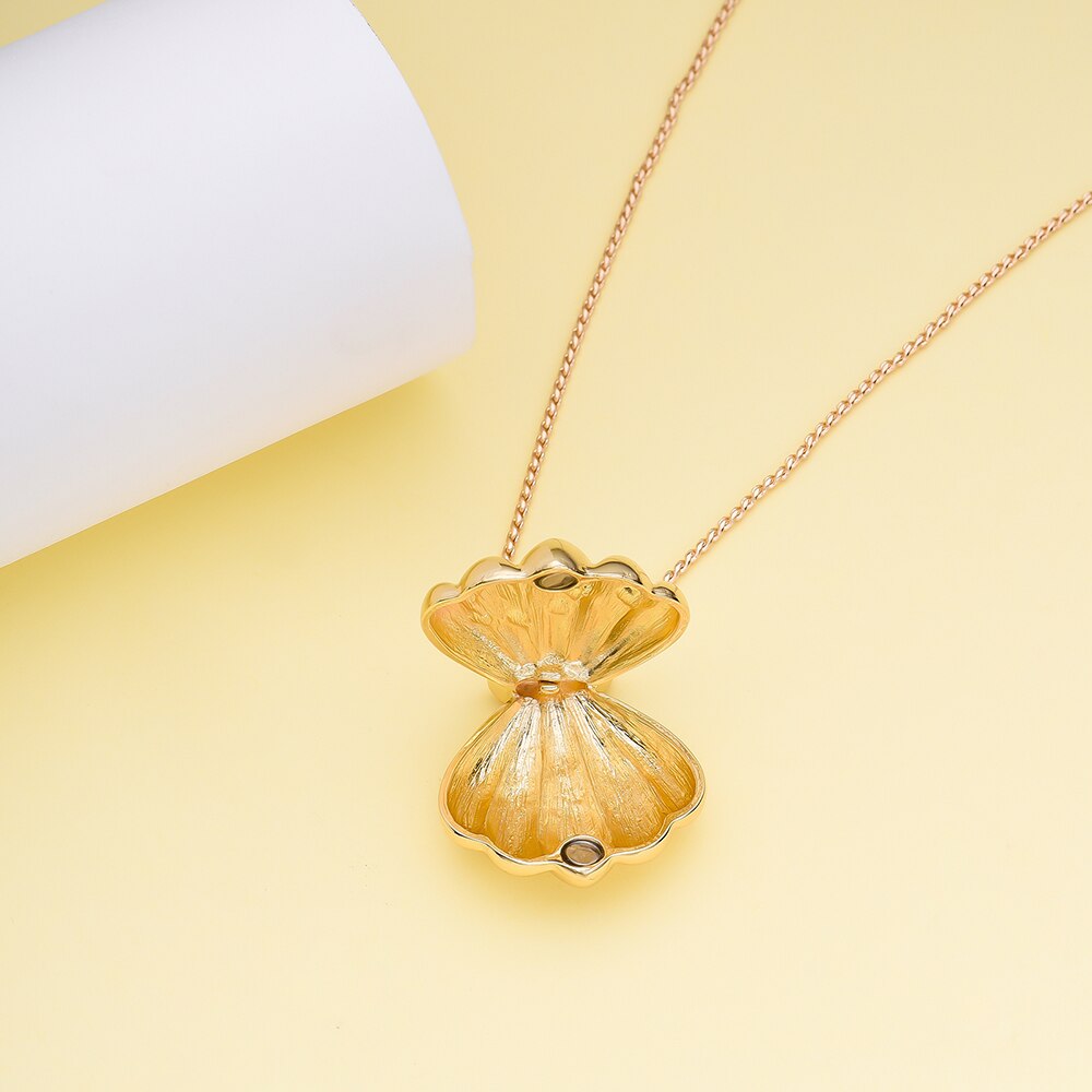 Melody Mermaid Opening Shell Locket Pendant Necklace Gold Color Anime Cartoon TV Movies Jewelry Gift for Women Girls - Charlie Dolly