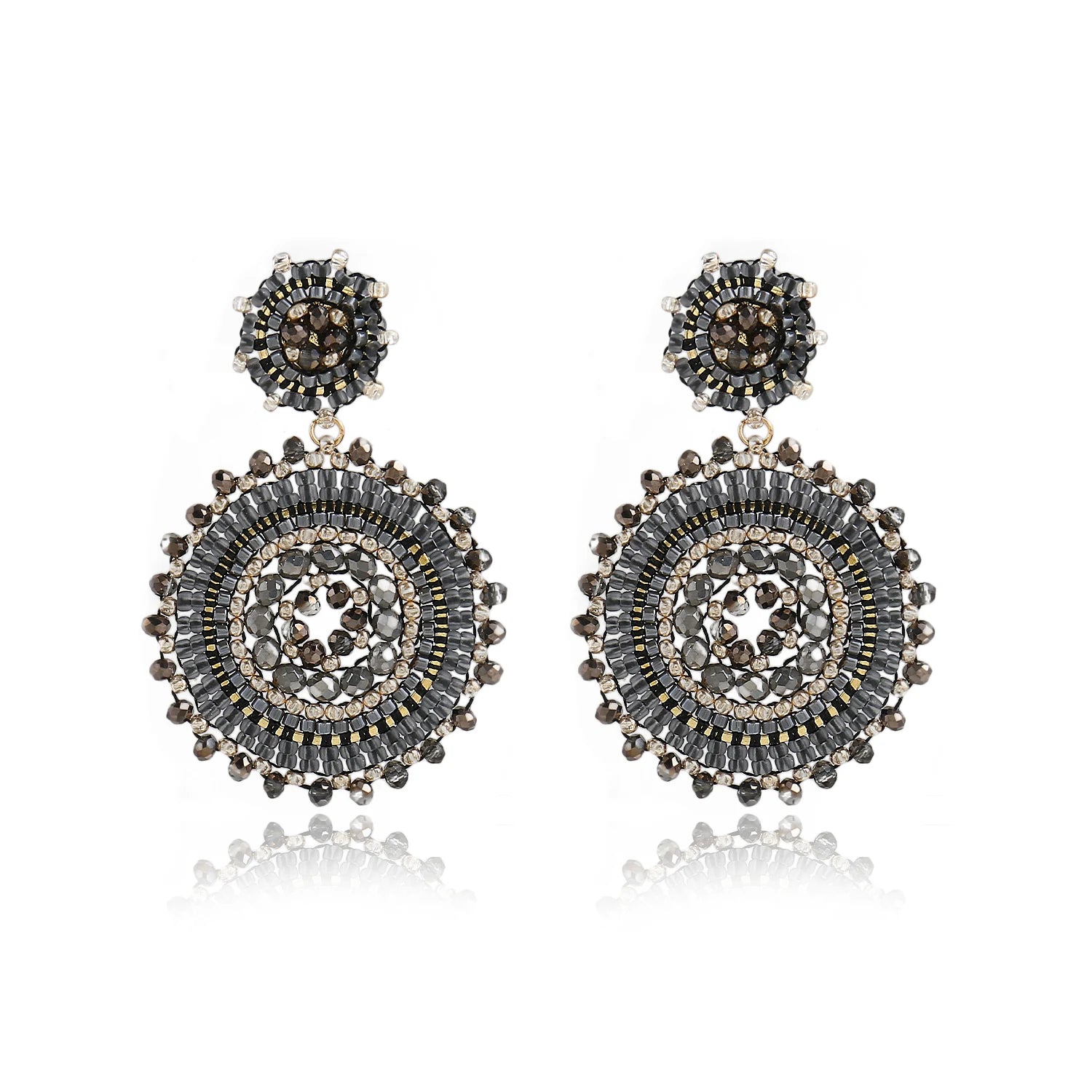 Boho Colorful Seed Beads Earrings for Women Luxury Handmade Crystal Round Woven Dangle Earrings Fashion Jewelry Gifts