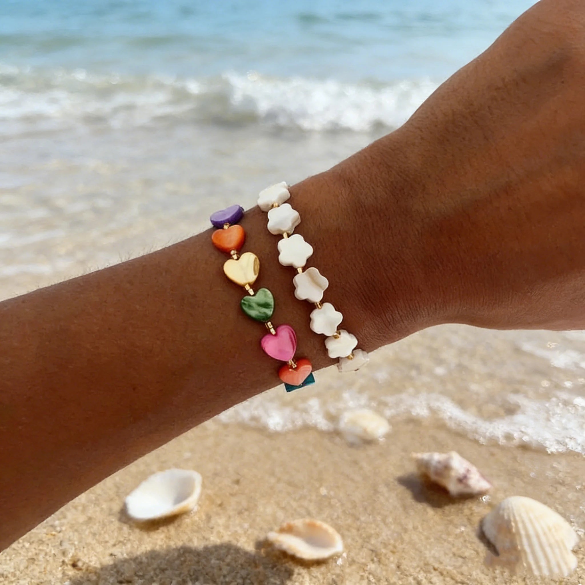 CCGOOD Boho Summer Beach Bracelet Shell Heart Plum Blossom Adjustable Rope Surf Bracelet for Women Gift Jewelry