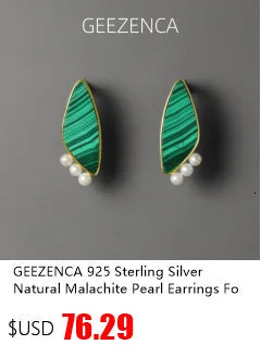 GEEZENCA 925 Silver Lapis Lazuli Turquoise Leaf Stud Earrings Women Gold Plated Trendy Dainty Lightweight Statement Earring Gift