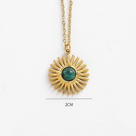 Boho Natural Stone Sun Flower Necklace for Women Bohemian Retro Stainless Steel Necklace Choker Necklaces Fashion Jewelry - Charlie Dolly