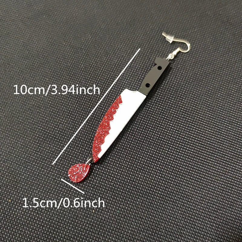 KUGUYS Dagger Knife with Blood Drop Earrings for Women Halloween Jewelry Gothic Acrylic Accessories - Charlie Dolly