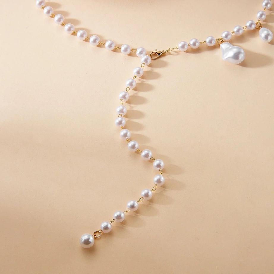 Baroque Imitation Pearl Multilayer Boho Choker and Body Chain