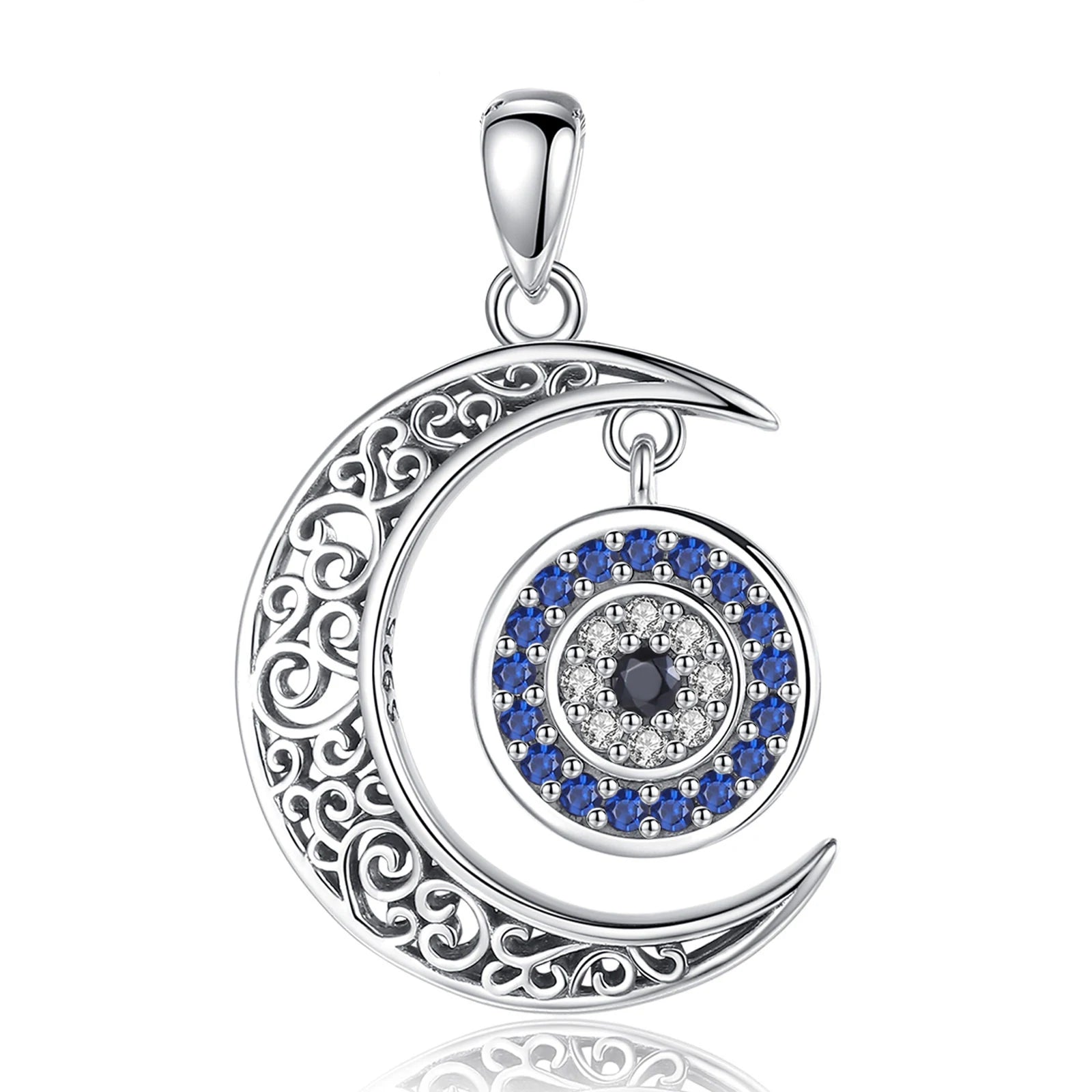 EUDORA 925 Sterling Silver Sun Moon Necklace for Women Man  Pentagram Viking Celtic knot Moon Pendant Fine Jewelry party Gift