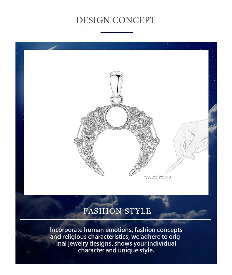 Eudora 925 Sterling Silver Moon Necklace for Women Man Vintage Tree of Life Moonstone Amulet Pendant Personality Jewelry Gift