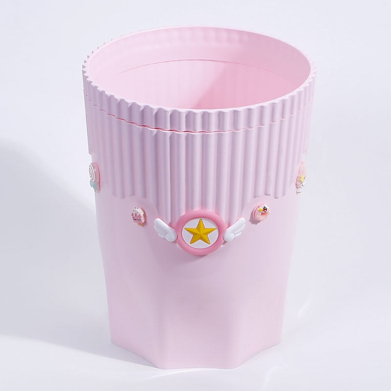 Creative Pink Waste Bin Anime Card Captor Sakura Plastic Trash Can Kawaii Cartoon Home Office Desktop Garbage Storage Basket New - Charlie Dolly