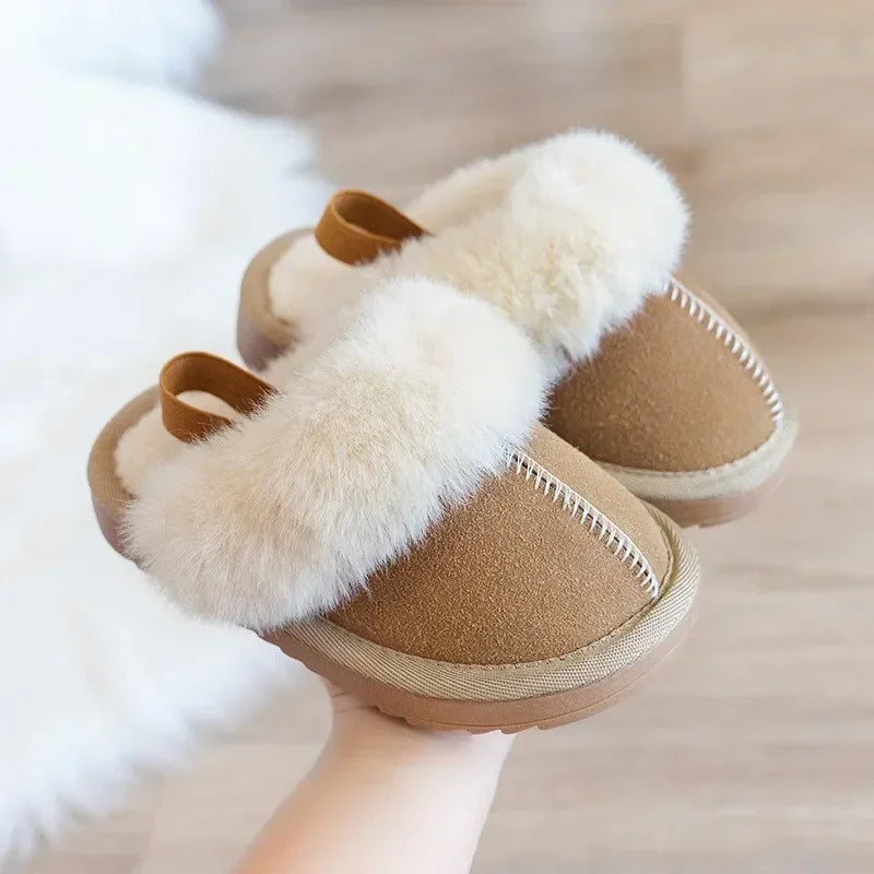 Children's Cotton Slippers Fashion Solid Color Plush Home Slippers Indoor Anti Slip Comfort Girls Shoes Boys Warm Cotton Shoes - Charlie Dolly