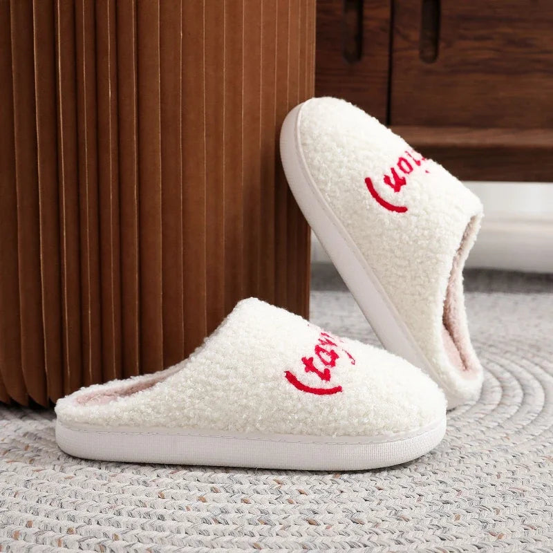 New Taylor Swift Couple Slippers 2024 Winter Fashion Indoor Household Warm Cotton Shoes Men's Women's Flat Bottom Casual Shoes - Charlie Dolly