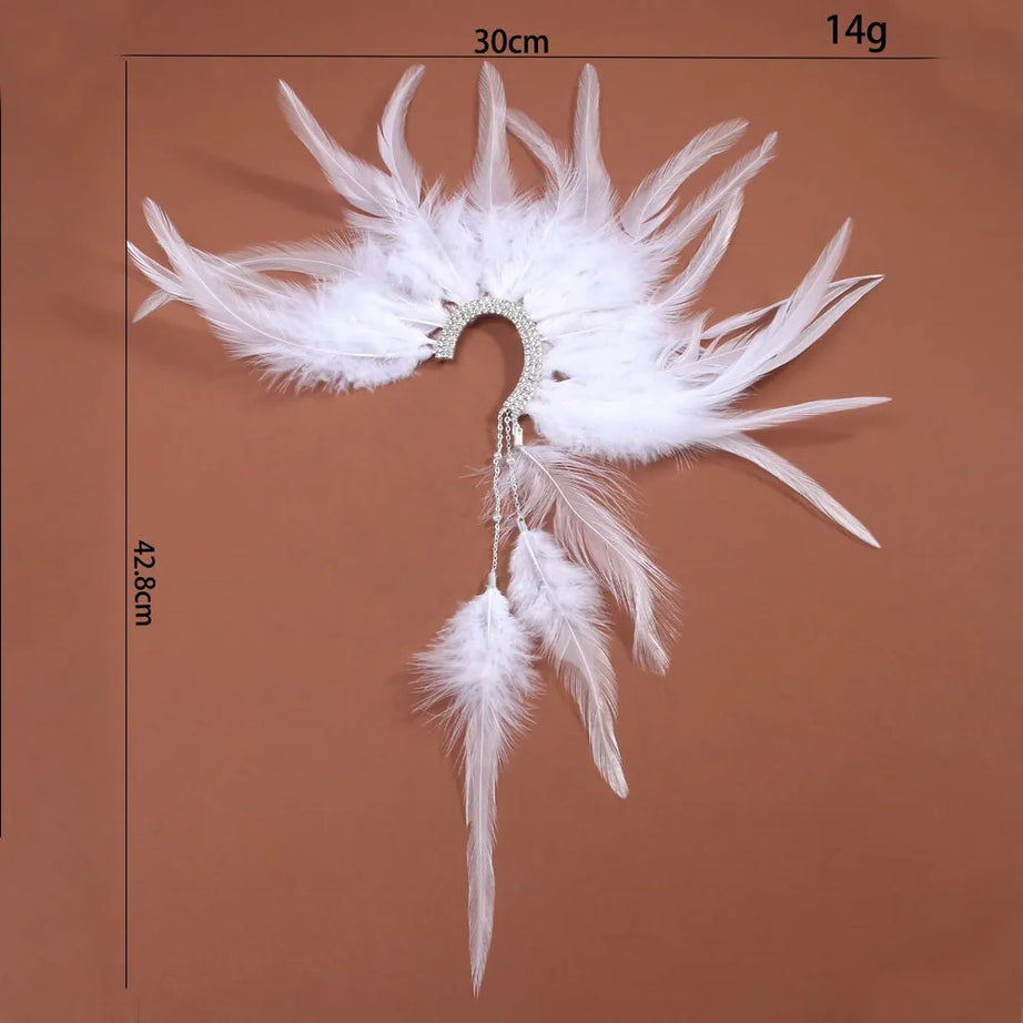 Rhinestone Feather Boho Drop Earrings Jewelry