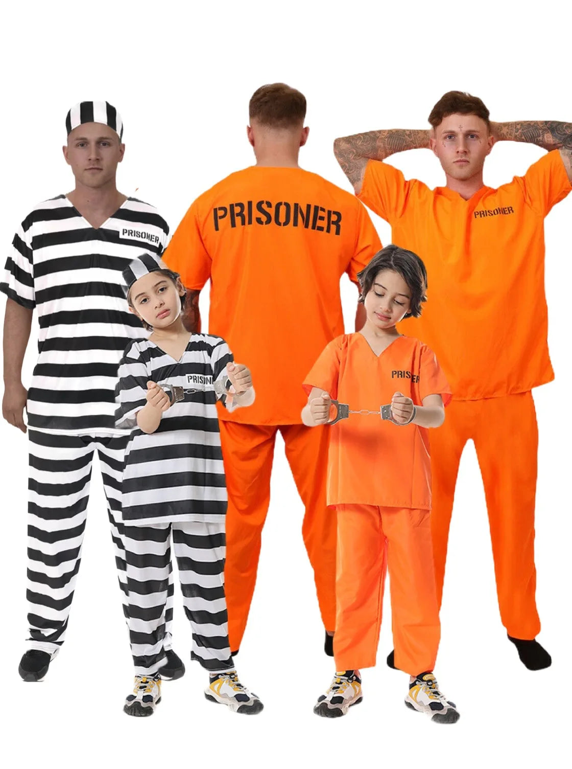 Halloween Adult Kid Prison Uniform Cosplay Wardrobe Set Masquerade Party Performance Stage Costume Prop - Charlie Dolly