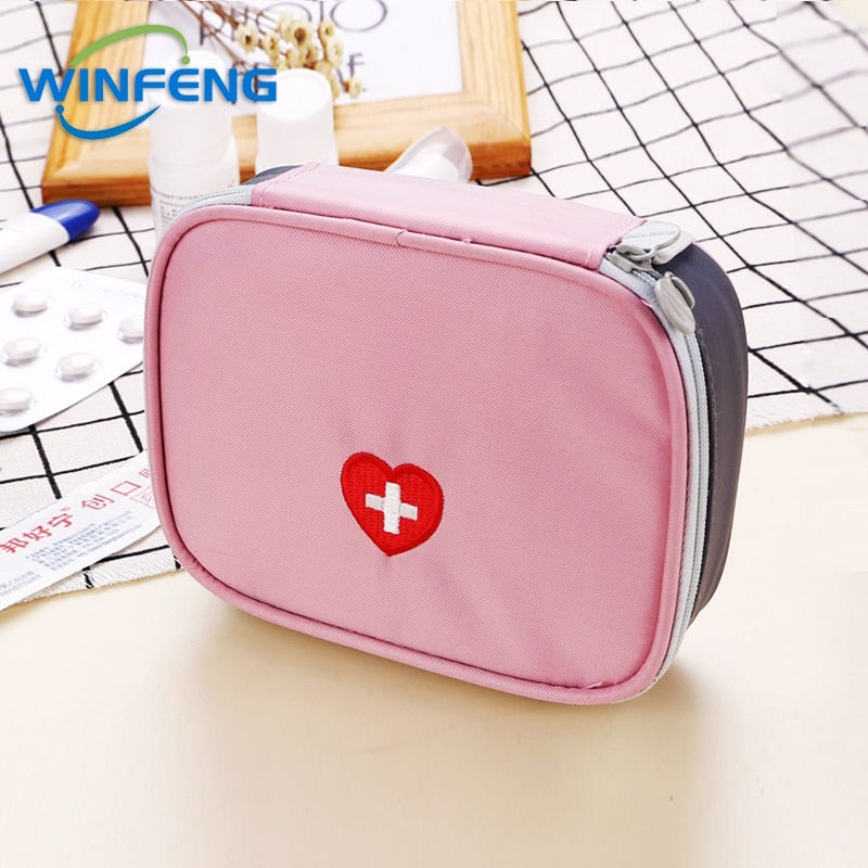 Mini Medical First Aid Bag Outdoor Travel Empty Storage Bag Medicine Organizer Survival Emergency Kits Pink Gray for Camping - Charlie Dolly