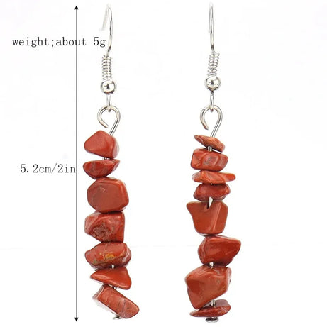Chip Natural Stone Crystal Earrings Raw Gemstone Amethyst Lapis Lazuli Tiger's Eye Rose Quartz Chakra Earring - Charlie Dolly