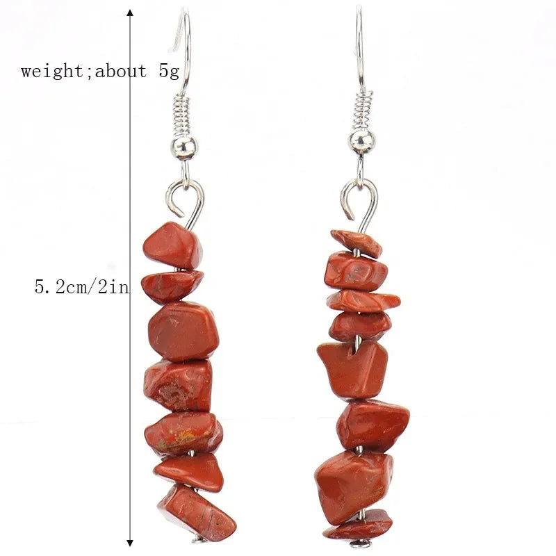 Chip Natural Stone Crystal Earrings Raw Gemstone Amethyst Lapis Lazuli Tiger's Eye Rose Quartz Chakra Earring
