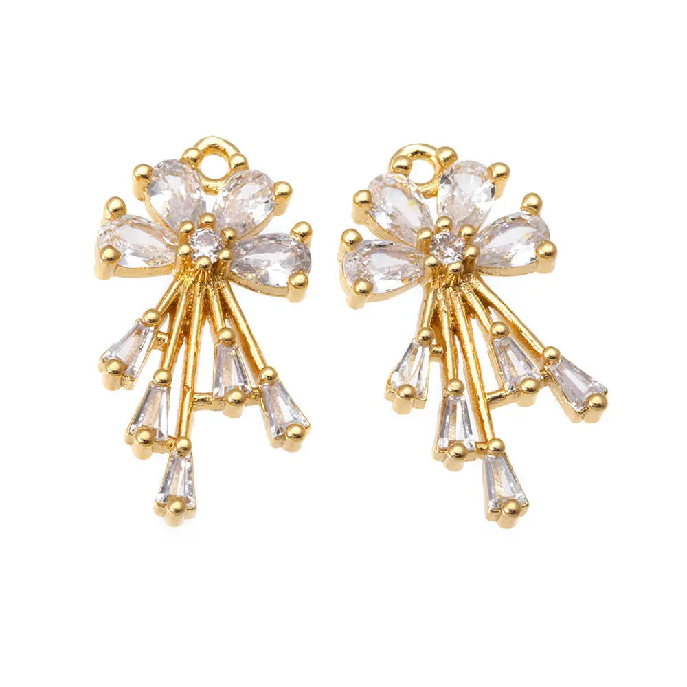 18K Gold Color Brass and Zircon Lotus Flower Necklaces Charms Pendants High Quality Diy Jewelry Accessories Making Supplies