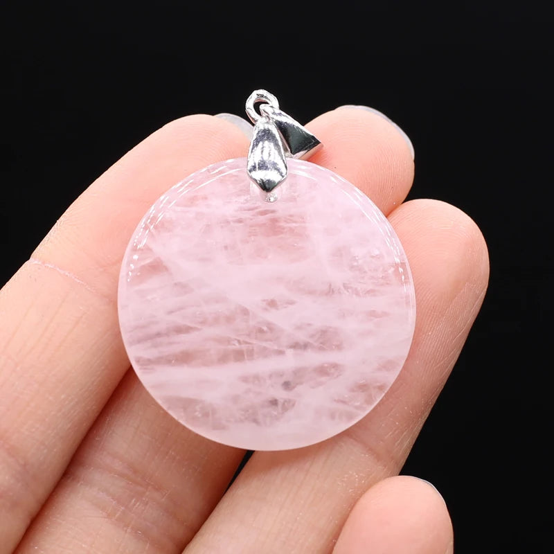 Natural Stone Agates Pendants Big Round Lapis lazuli Tiger Eye Charmsfor Jewelry Making Diy earring necklace accessories
