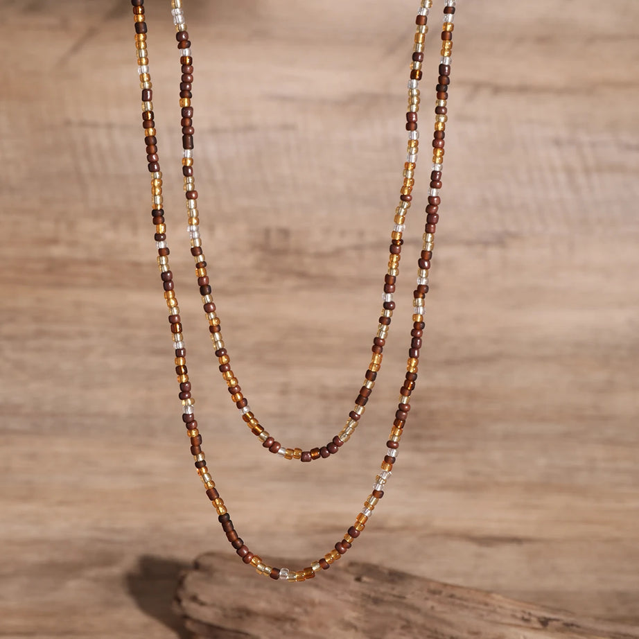 Acrylic Seed Bead Double Layer Choker Necklace Jewelry
