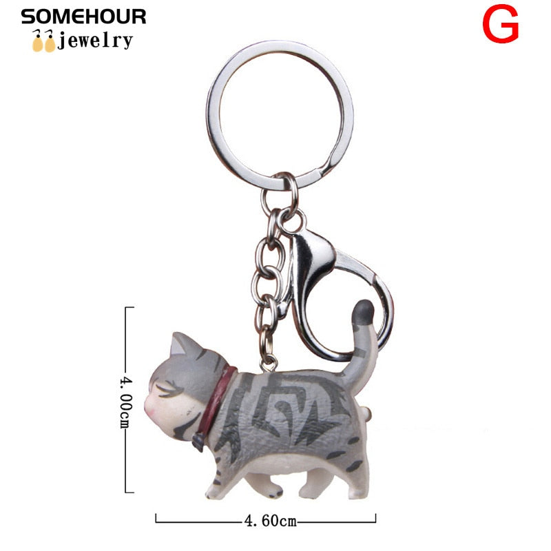 SOMEHOUR Fashion Cute Cat Pendant Keychain Car Bag Charm Shake Head Keyrings Creative Jewelry For Women Kids Gifts Accessories - Charlie Dolly