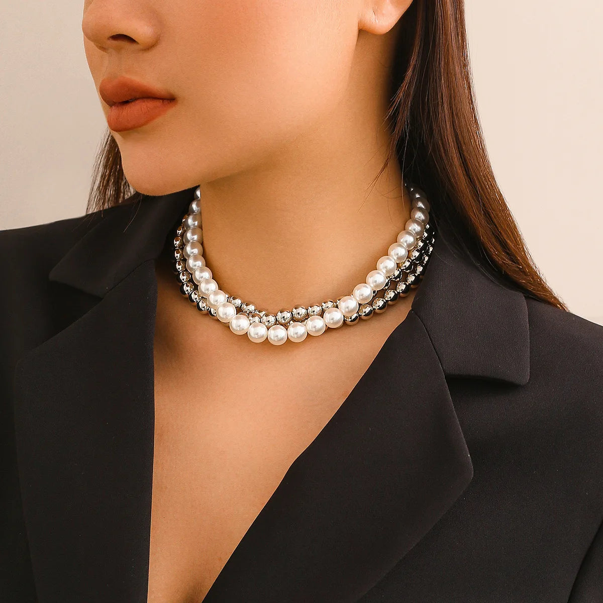 Pearl Bead Multilayer Collarbone Necklace Jewelry