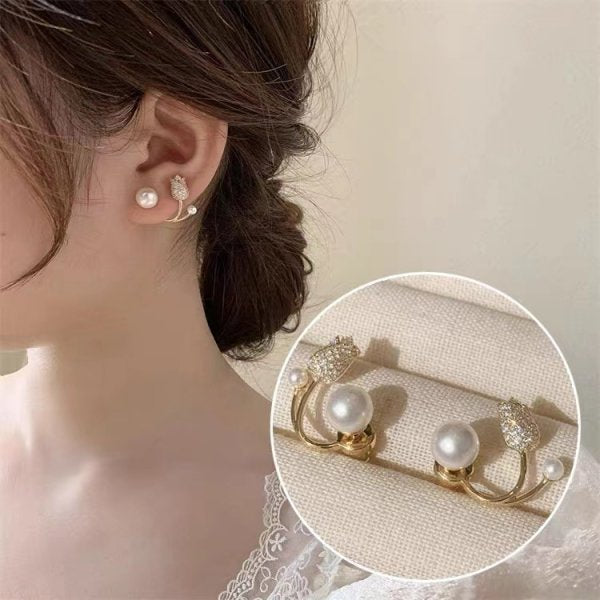 Korean Hollow Wreath Flower Earrings For Women Crystal Zircon Sweet Bee Butterfly Stud Earring Girl Wedding Party Jewelry - Charlie Dolly