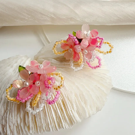 Floral Tassel Long Statement Earrings Jewelry