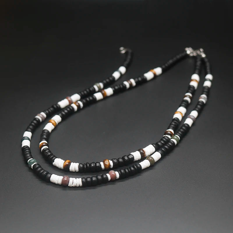 2023 Tribal Coconut Beads Necklace Men Ethnic Bohemia Puka Shell Surfer Necklace For Men Jewelry Collar Hombre Gift for Him