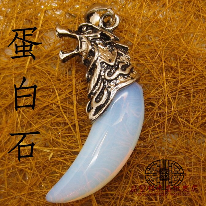 Wolf Tooth Shape Crystal Moonstone Sand Stone Turquoise Aventurine Malachite Amethysts Onyx Pendant Gem Tiger Eye Stone Necklace - Charlie Dolly