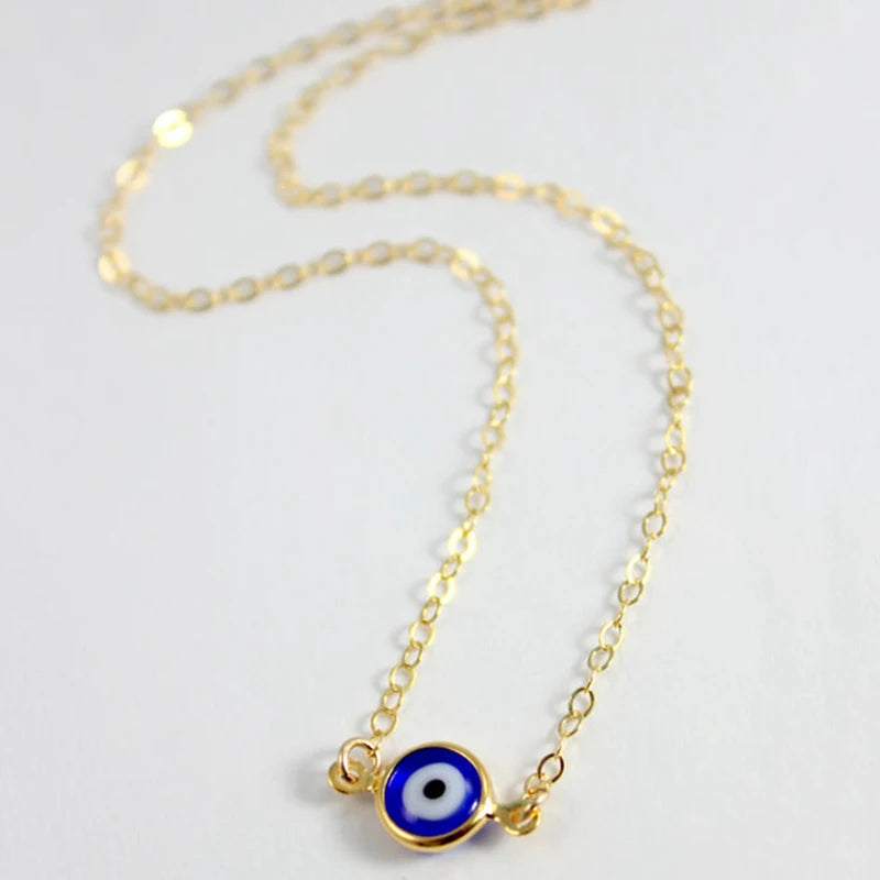 Crystal Evil Eye Layered Clavicle Chain Necklace Jewelry