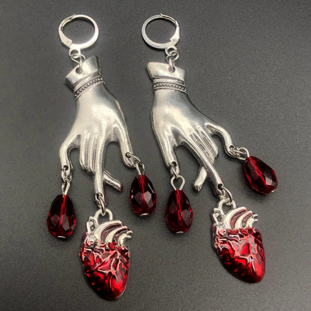 New retro water drop ruby earrings with fashionable and exaggerated Ear Studs, Halloween gift - Charlie Dolly