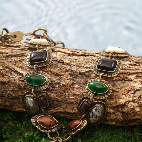 Y Shape Retro Stone Pendant Necklace Jewelry