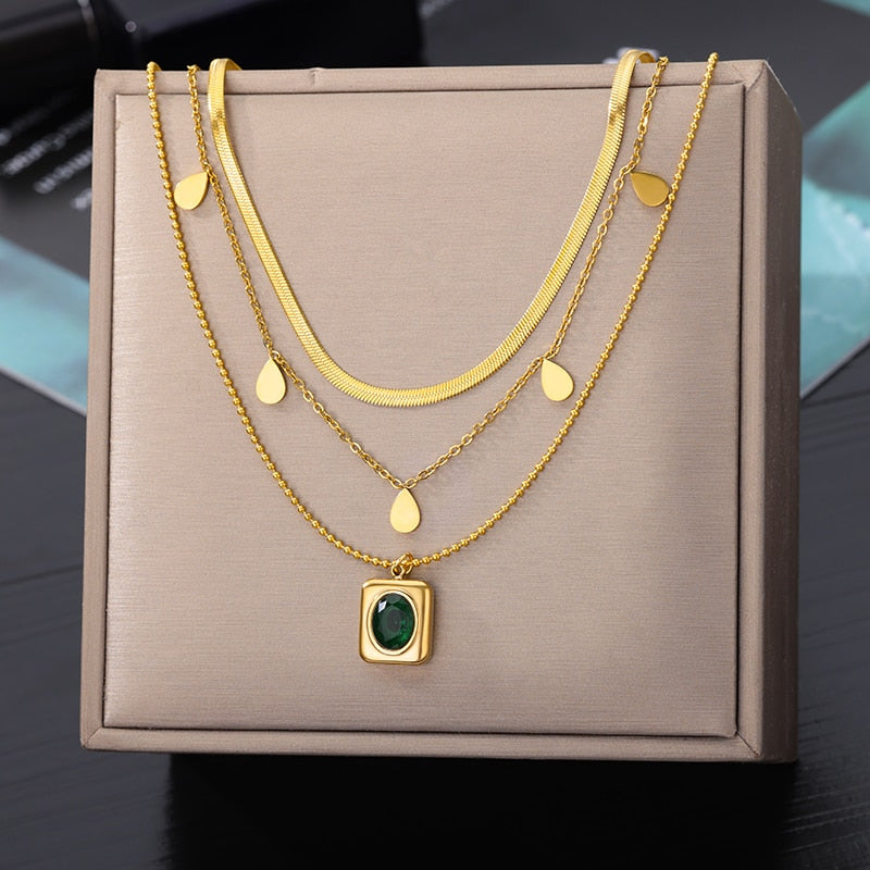 Stainless Steel Geometry Star Moon Butterfly Pendant Multilayer Chain Choker Necklace For Women Wedding Accessories Dropshipping - Charlie Dolly