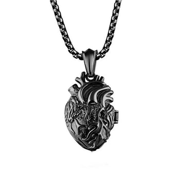 Anatomical Organ Heart Pendant Necklace Gothic Style Heart Necklace for Men and Women Halloween Horror Ornaments Accessories