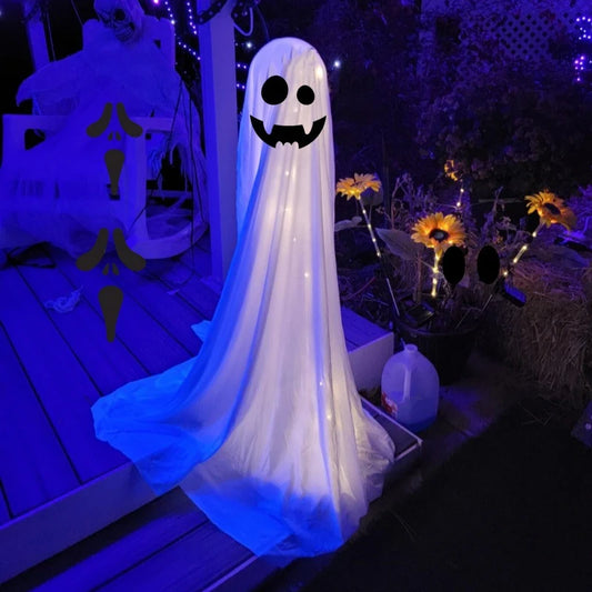 Halloween Patio Decor Outdoor Halloween Party Decor Indoor Spooky Ghost Standing Decor with String Lights Halloween Ghost Lights