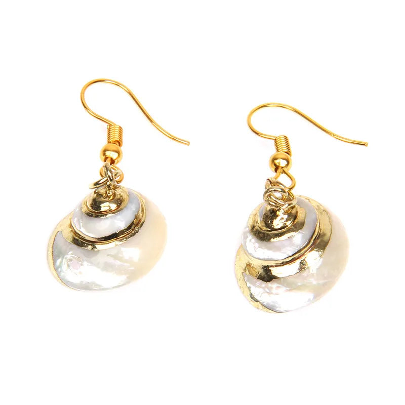 New In Natural Shell Sea Scallop Drop Earrings Boho Shell Drop Earrings for Women Femal Sea Beach Earrings Summer Jewelry Gifts