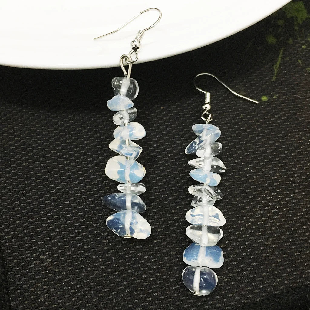 Chip Natural Stone Crystal Earrings Raw Gemstone Amethyst Lapis Lazuli Tiger's Eye Rose Quartz Chakra Earring