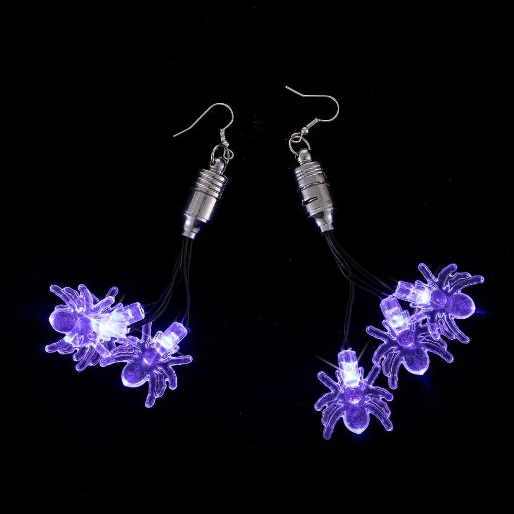 Luminous Halloween Pendant Pumpkin Dangle Ear Clips LED Skull Earrings Electric Black Cat Spider Ghost Glowing Dangle Earrings - Charlie Dolly