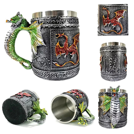 Myths And Legends Red Flying Dragon Beer Cup Coffee Cup Mug With Green Dragon Handle Great Gift For Dragon Lovers Halloween Gift