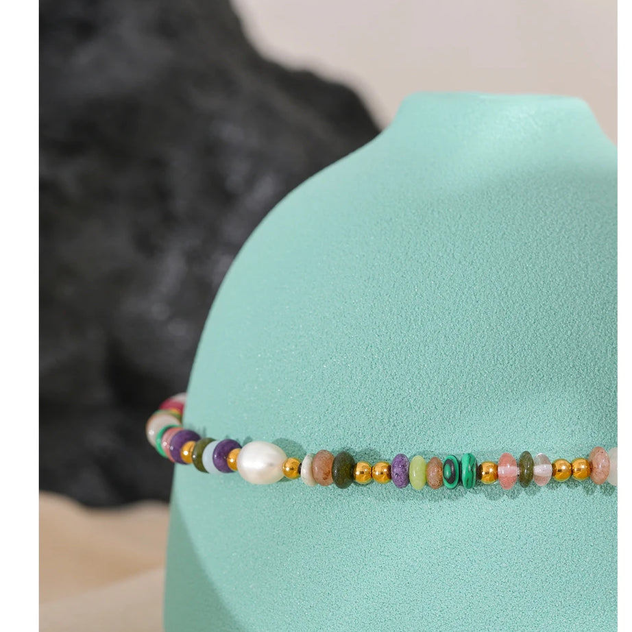 Natural Pearl Stone Boho Necklace