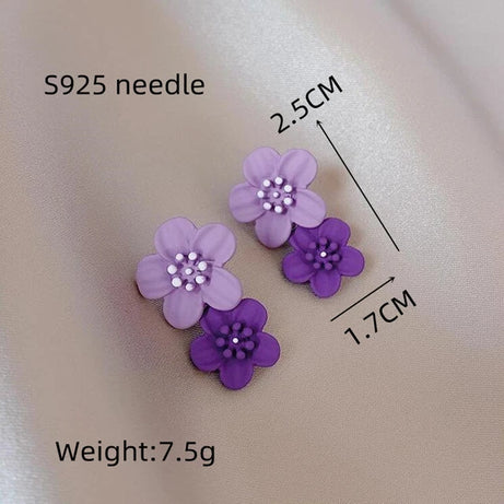Metal Flower Stud Earrings Jewelry
