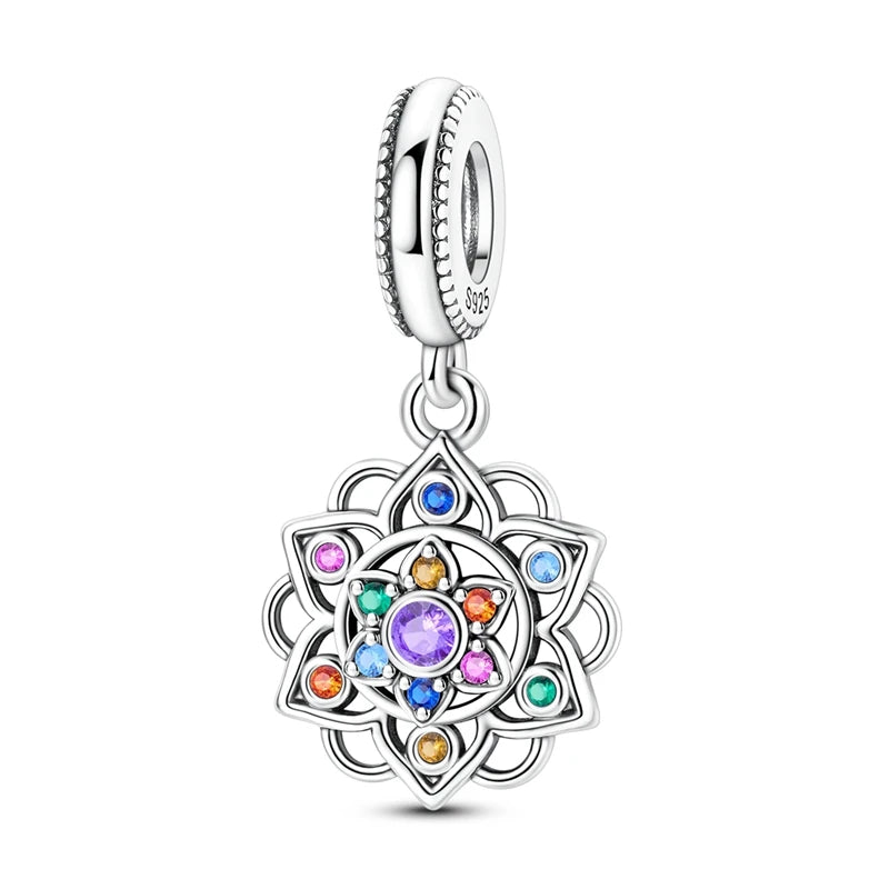 Original 925 Sterling Silver Charm Bead Rotatable Lotus Pendant Fit Original Bracelet Necklace For Women DIY Jewelry Gift