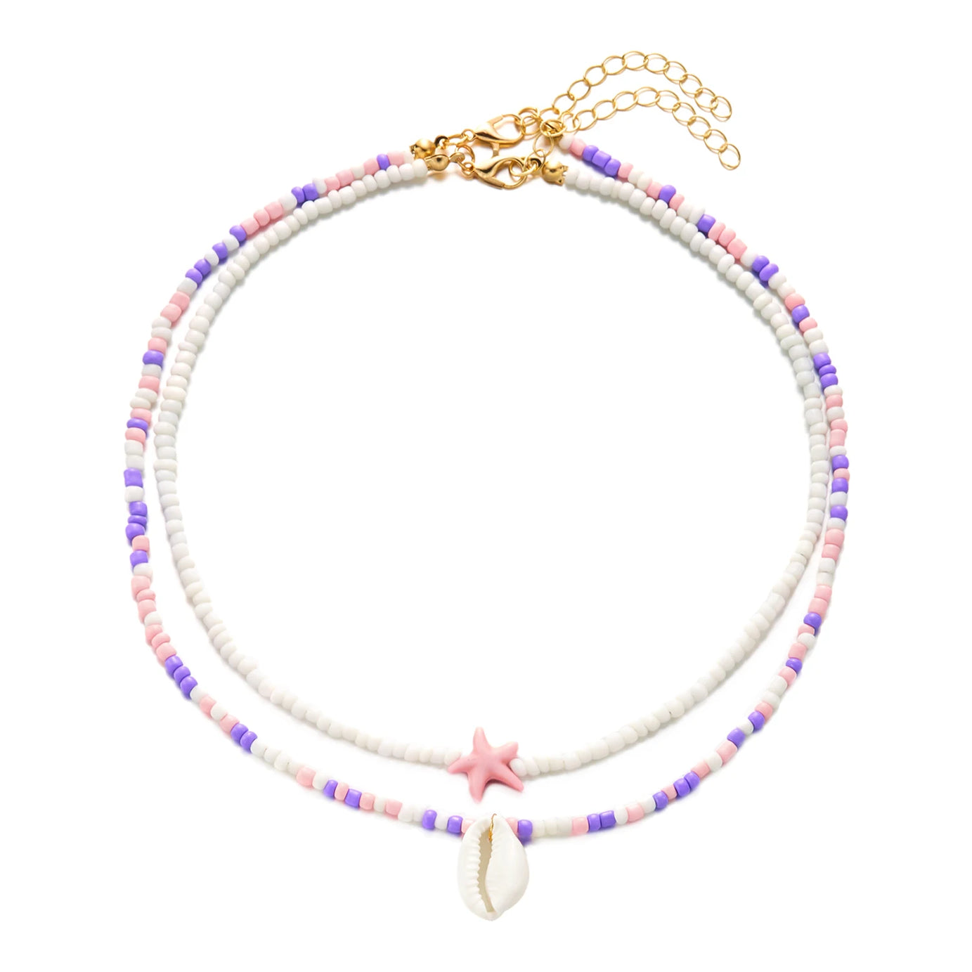 Sea Turtle and Starfish Double Layered Beaded Choker